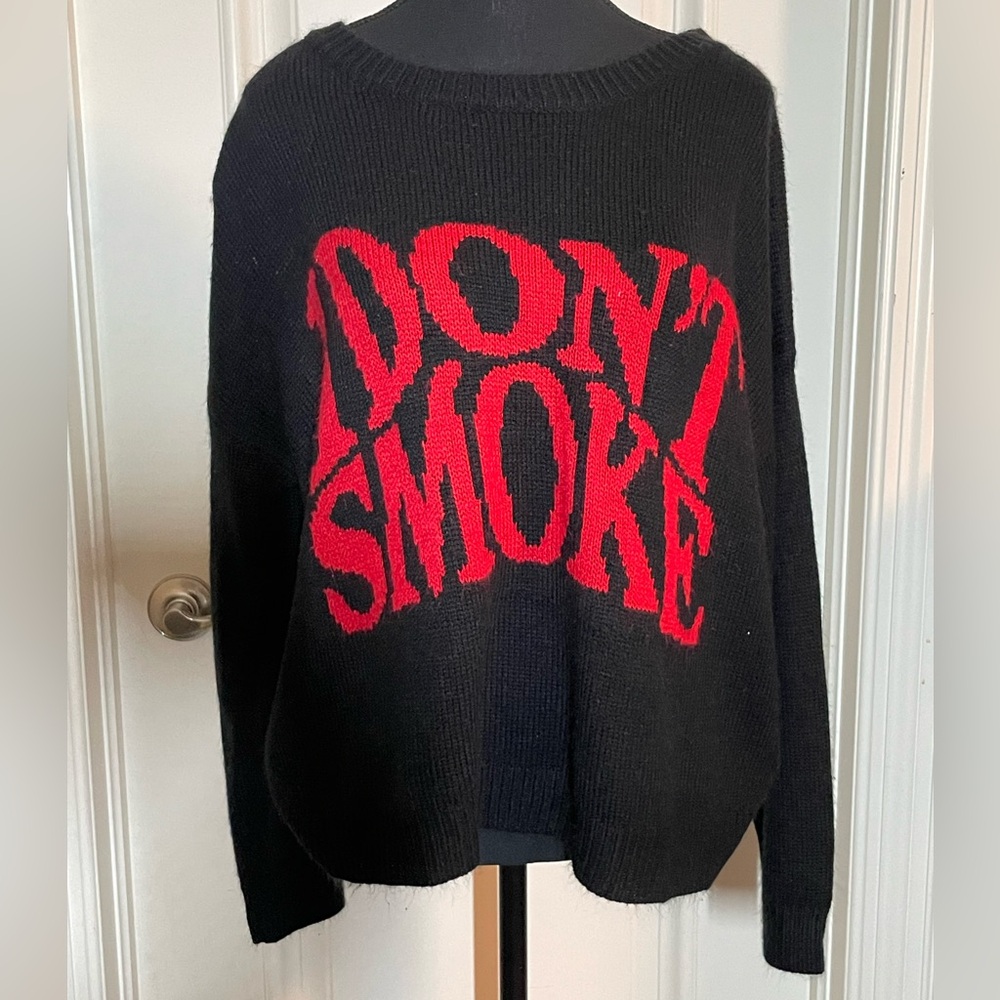 Knit Black “I Don’t Smoke” Sweater